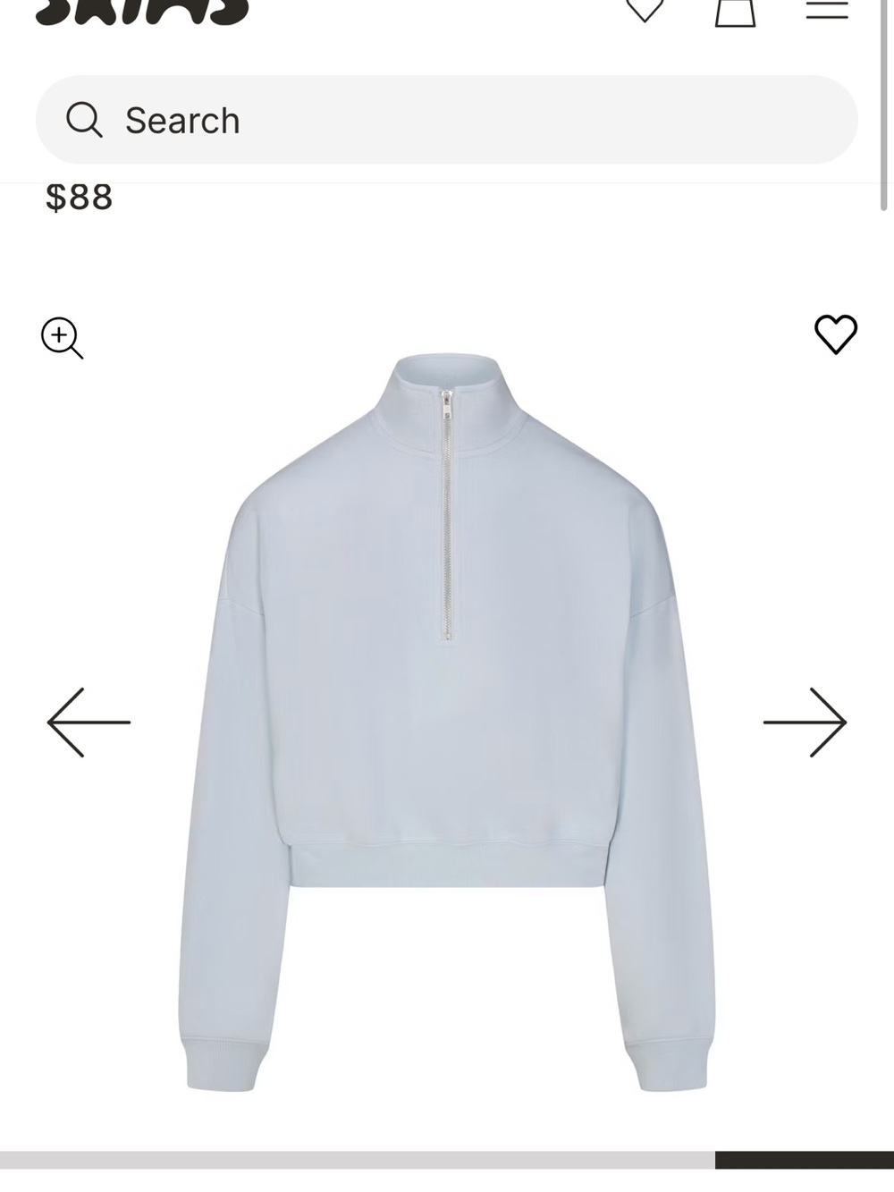SKIMS Cropped Quarter-Zip Sweatshirt & Jogger Set - Light Blue - Picture 2 of 3